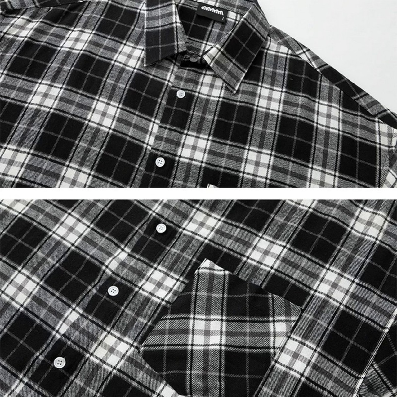 レトロブラックチェック柄シャツ　1247