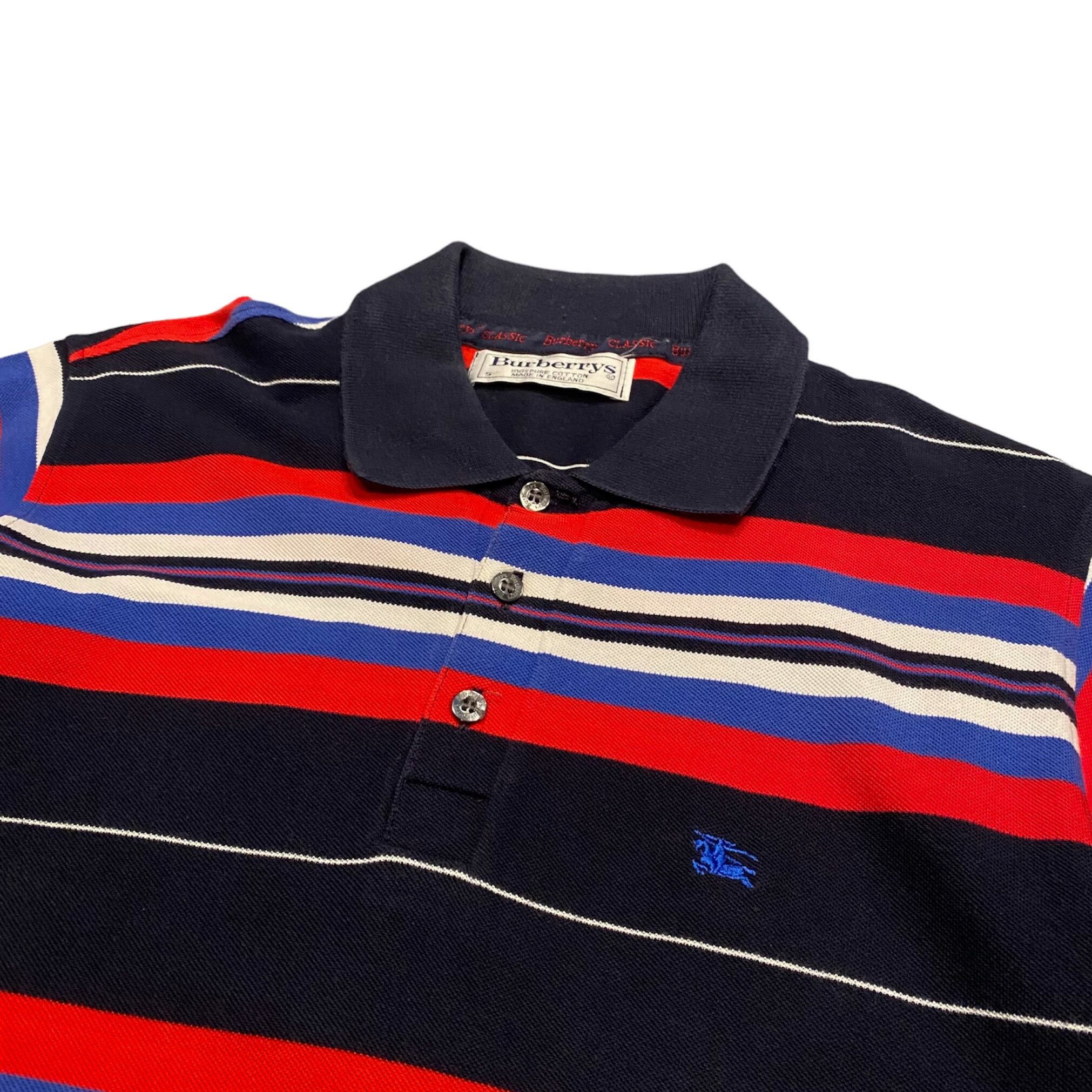 90's イングランド製 Burberrys S/S Polo Shirt / バーバリー ポロシャツ ボーダー イングランド製 古着 ヴィンテージ