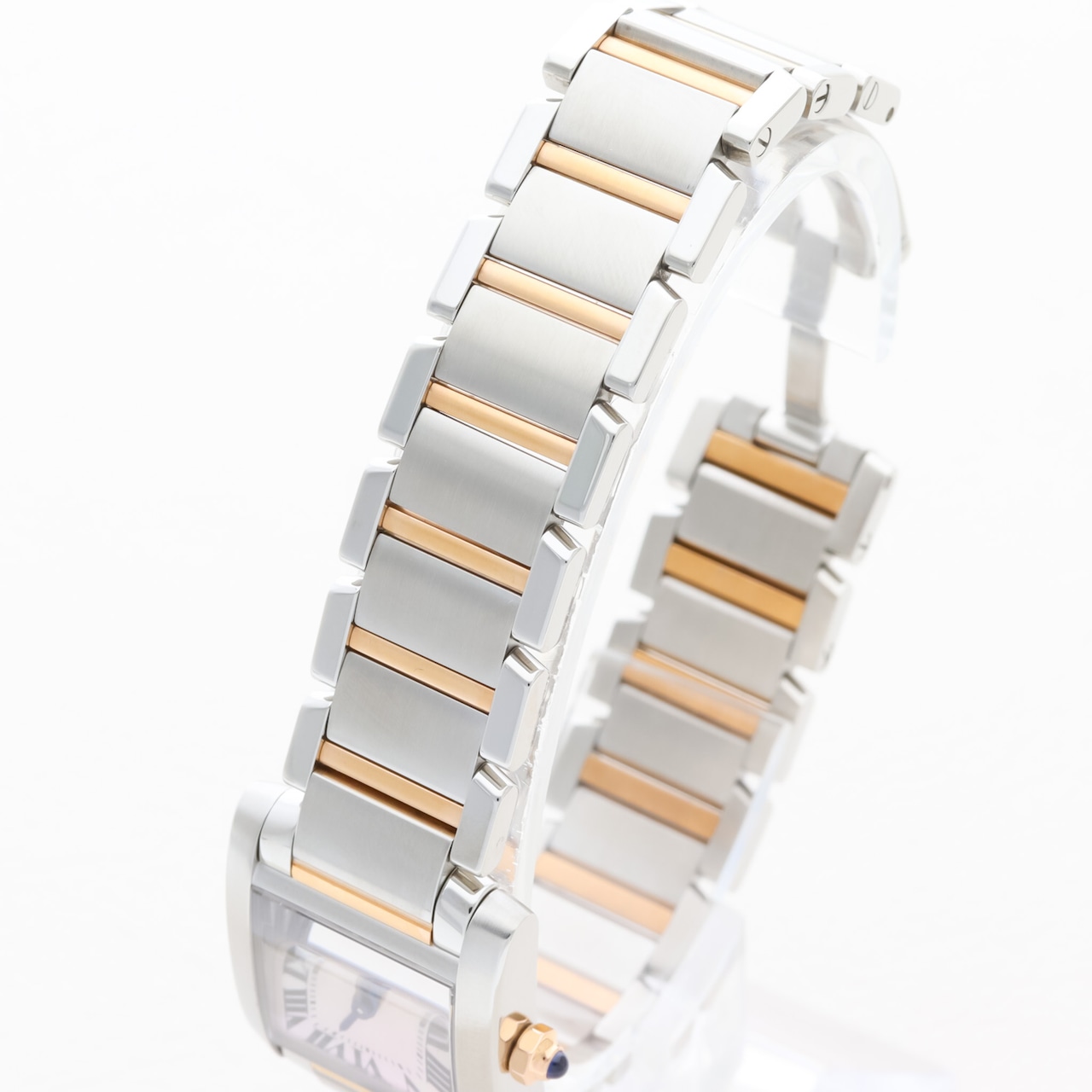 カルティエ タンクフランセーズ SM コンビ ピンクシェル文字盤