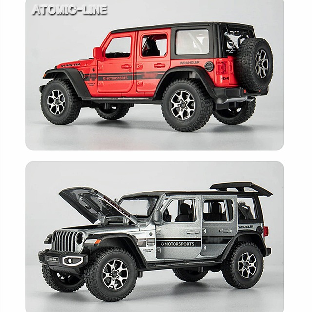 Jeep ラングラー 1/24 ミニカー 全4色 ライト点灯 エンジンサウンド 合金モデル 模型 ジオラマ