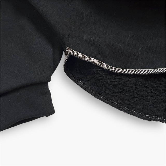 【綿100%】バイカラー カジュアルプルオーバートレーナー トップス｜ブラック｜画像11