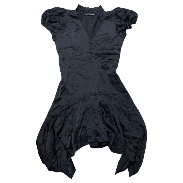 Balenciaga Silk100% Designed Mini Dress Black | sorcierevintage
