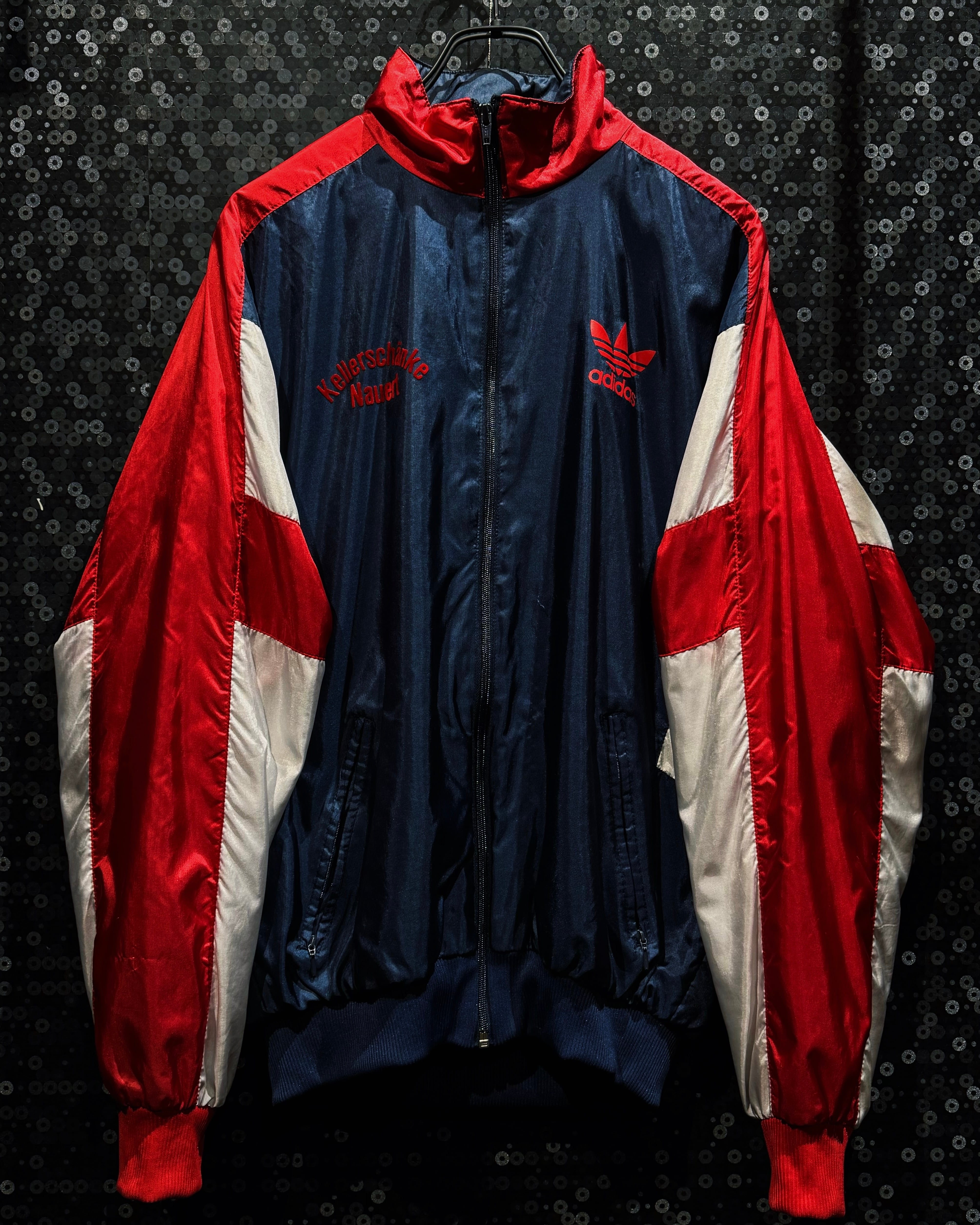 【ÆIEM】“adidas originals” vintage tricolor switching nylon track jacket “Wanderfreunde Hauzenberg” flocked logo model