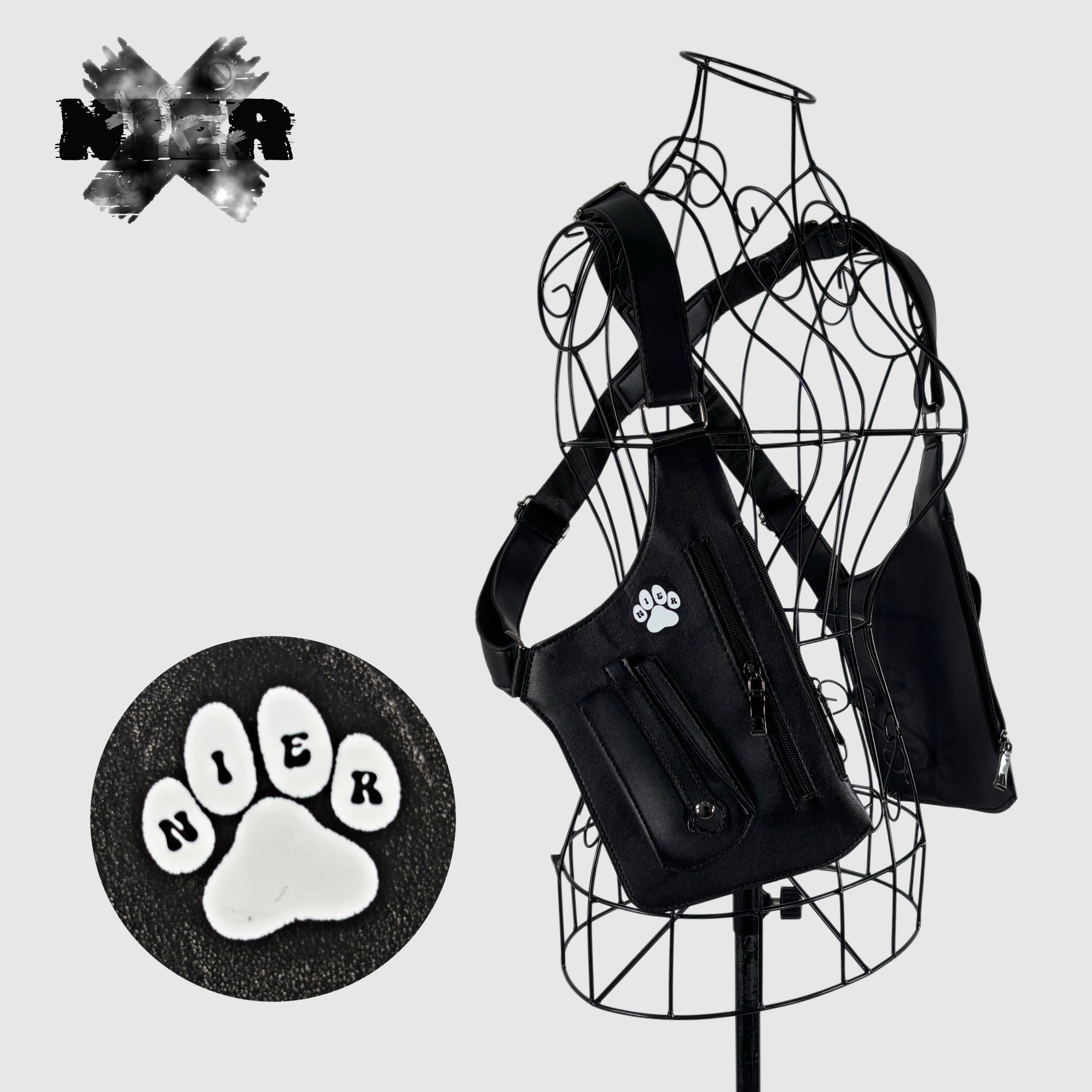 MULTI POCKET BLACK HARNESS | NIER CLOTHING