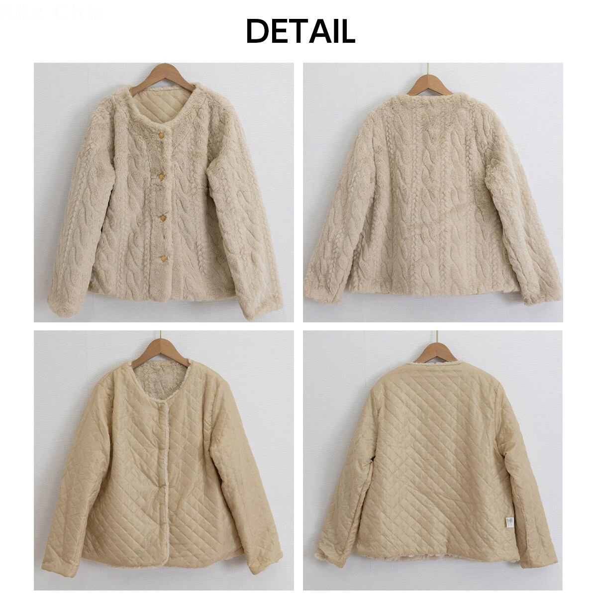 フェイクファー ジャケット ノーカラー レディース 秋冬 防寒 保温 中綿 韓国 ボアブルゾン 大人 きれいめ おしゃれ 上品 通勤 フォーマル ショート丈 大人可愛い 大人女子