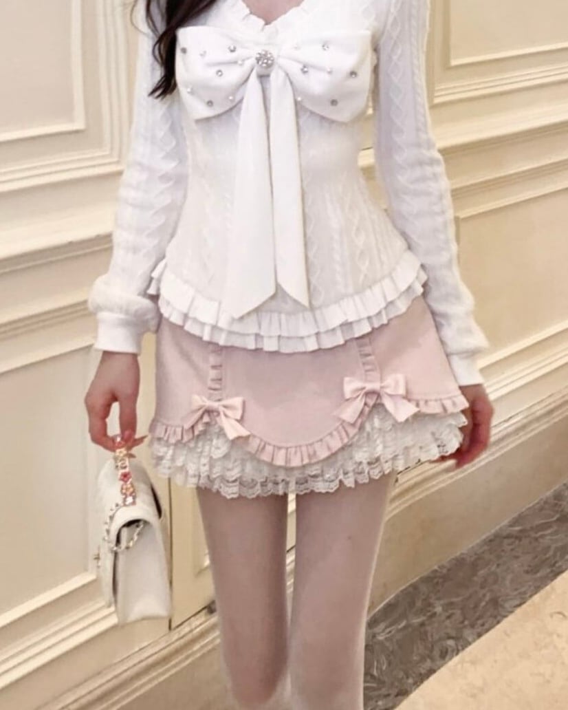 ピンクケーキフリルリボンスカート 25W08351