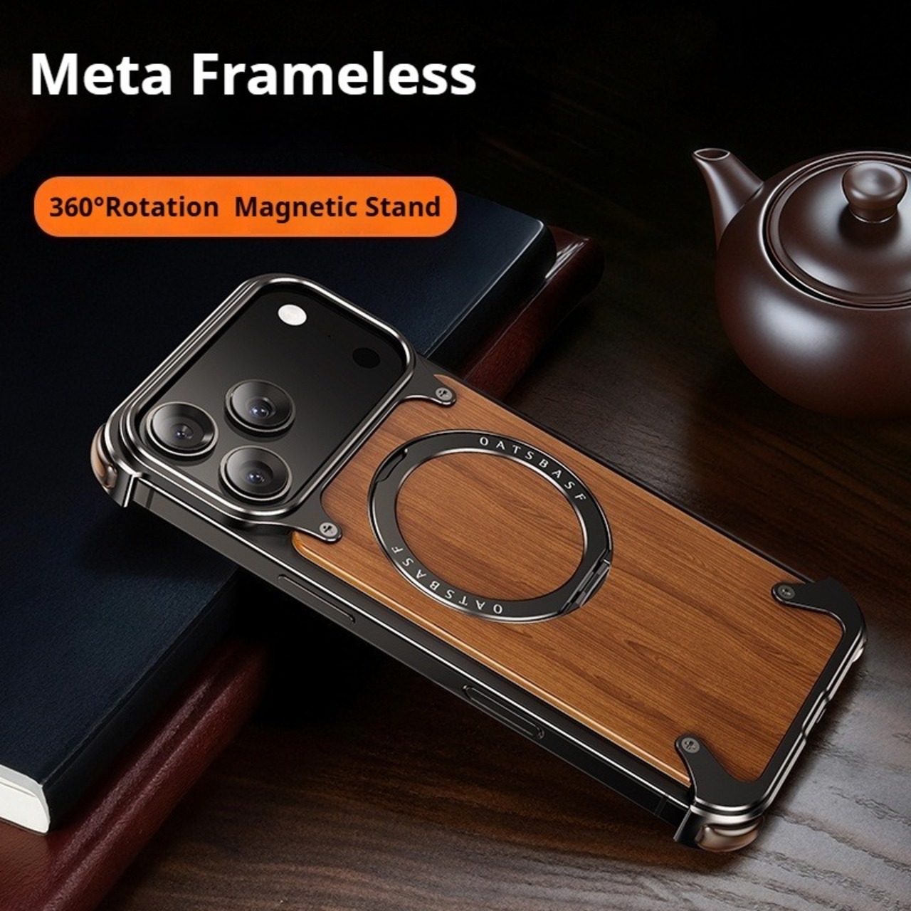 ◆iPhone17 Pro/Pro Max◆ Wood × Metal Magnetic Phone Case / ウッド×メタル マグネット スマホケース