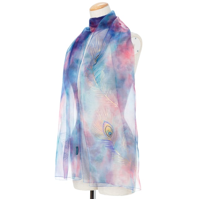 天女の羽衣 加賀友禅染ショール 手描き シェル(黒) 大 ( 工房久恒 ストール 結婚式 大判 パーティー おしゃれ 加賀友禅 結婚 出産 内祝い 引き出物 金婚式 ) 天女の羽衣 加賀友禅染ショール 手描き シェル(黒) 大 ( 工房久恒