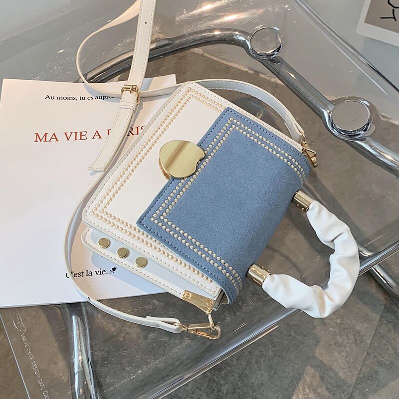 対照的な色のつや消し小袋女性バッグ2020新しい流行のファッションオールマッチシングルショルダーメッセンジャーバッグネット赤ポータブル小さな正方形のバッグ 手作りハンドバック99685967370