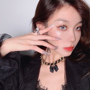 black ribbon chain choker