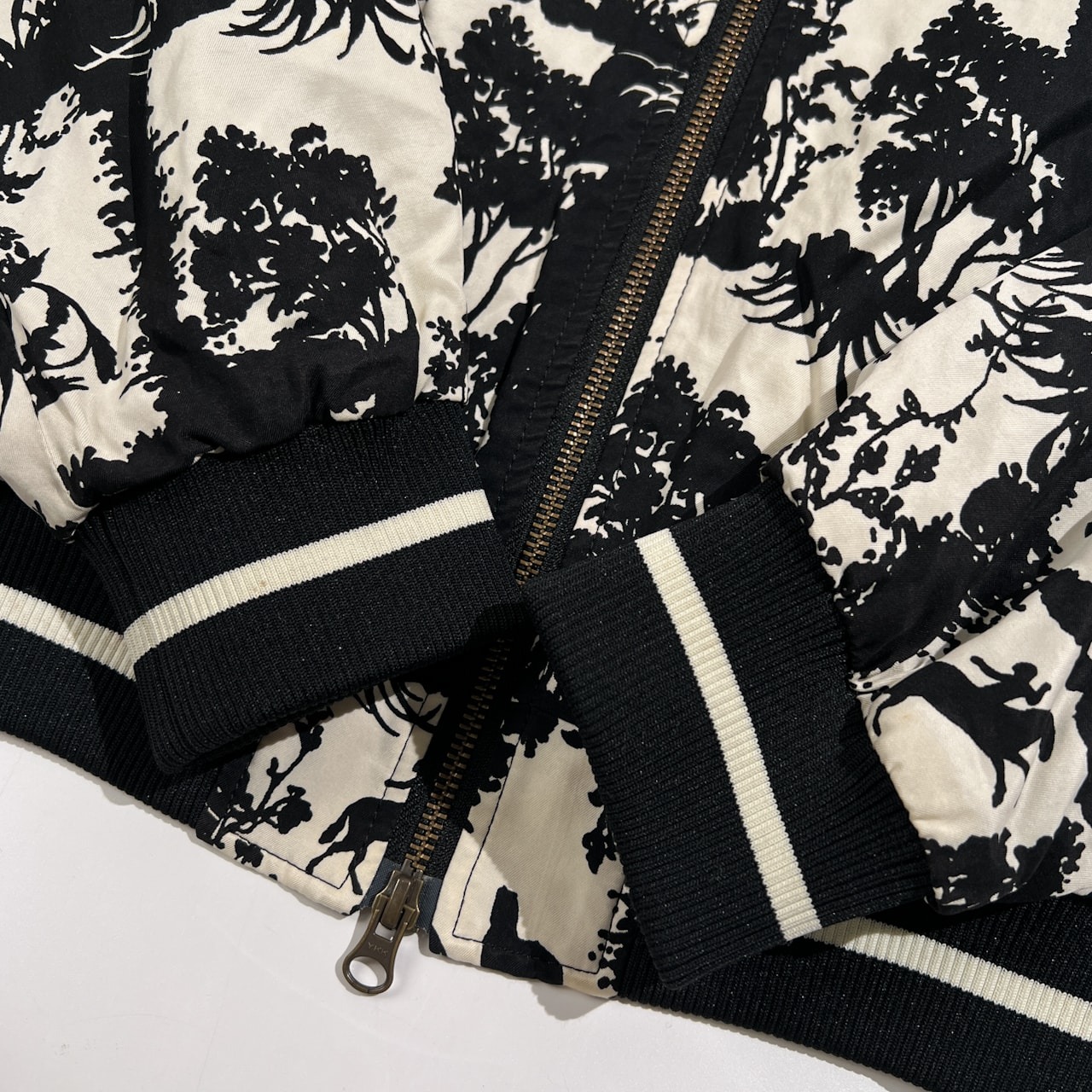 Lois CRAYON ロイスクレヨン 総柄 ダブルジップ ジャケット サイズ M /モノトーン ブラック×ホワイト/日本製