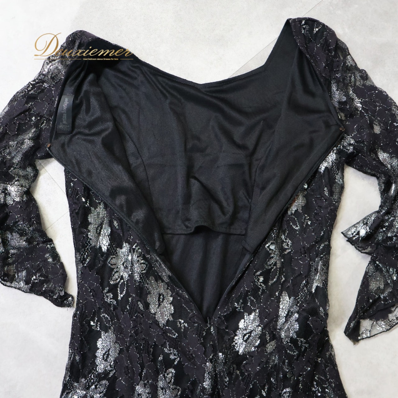 社交ダンス 衣装 prima boutique プリマブティック ドレス ワンピース ブラック系 花 花柄 黒 レース フリル 練習 レッスン 伸縮 ストレッチ ダンス衣装 イベント ステージ パーティー おしゃれ シルバー系