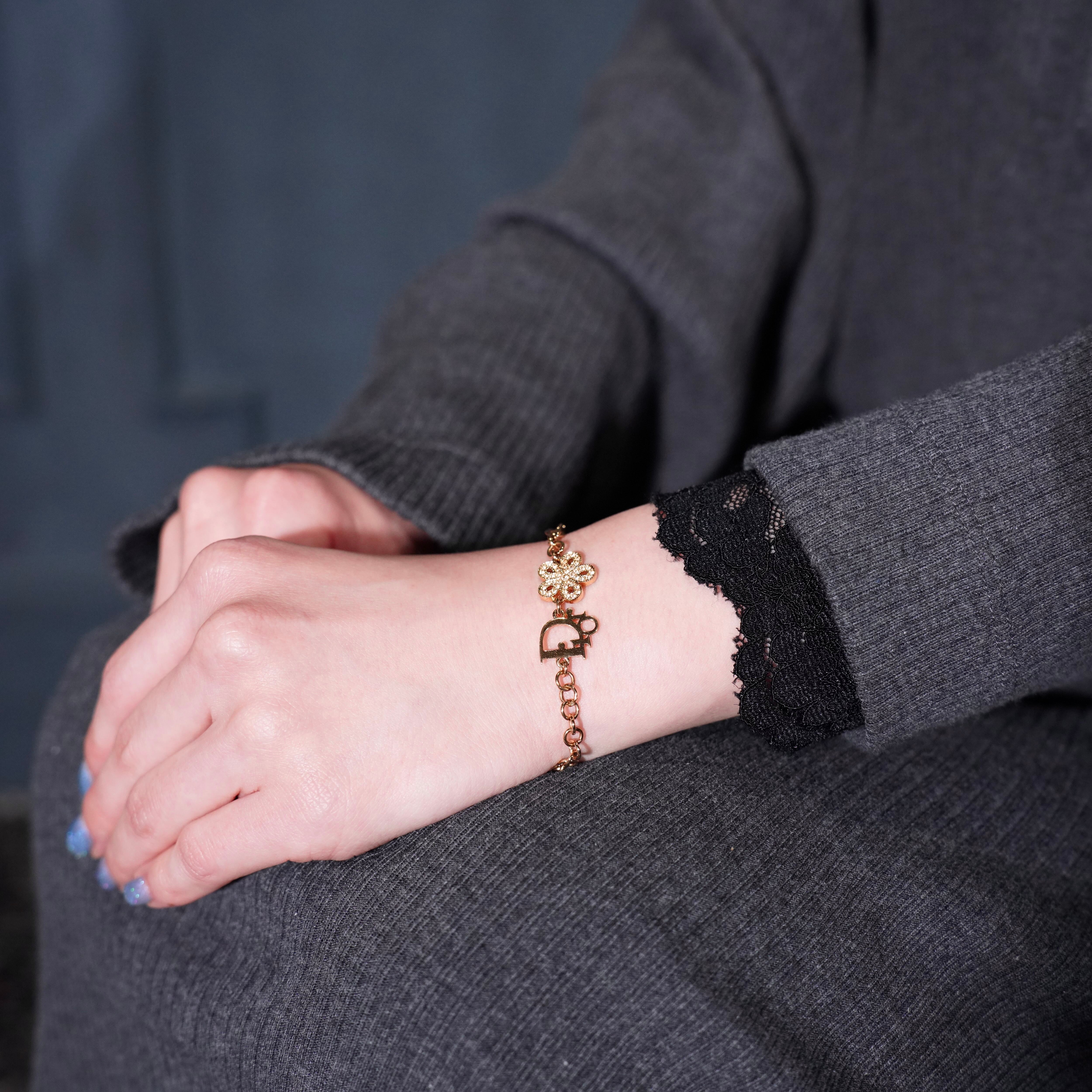 Christian Dior LOGO FLOWER DESIGN CHAIN BRACELET/クリスチャン