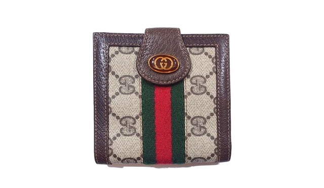 GUCCI グッチ シェリーライン 二つ折り財布 GG柄 インターロッキングG PVC レザー オールドグッチ ウェブライン
