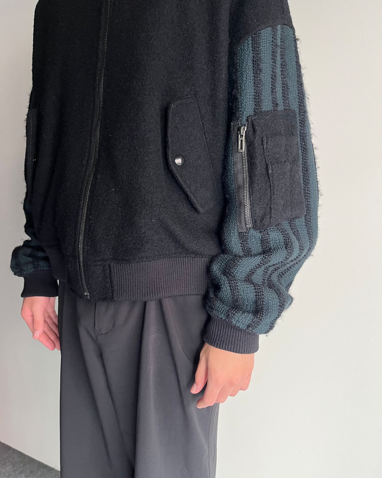 【DOMENICO SAVIO】wool sleeve switching bomber blouson