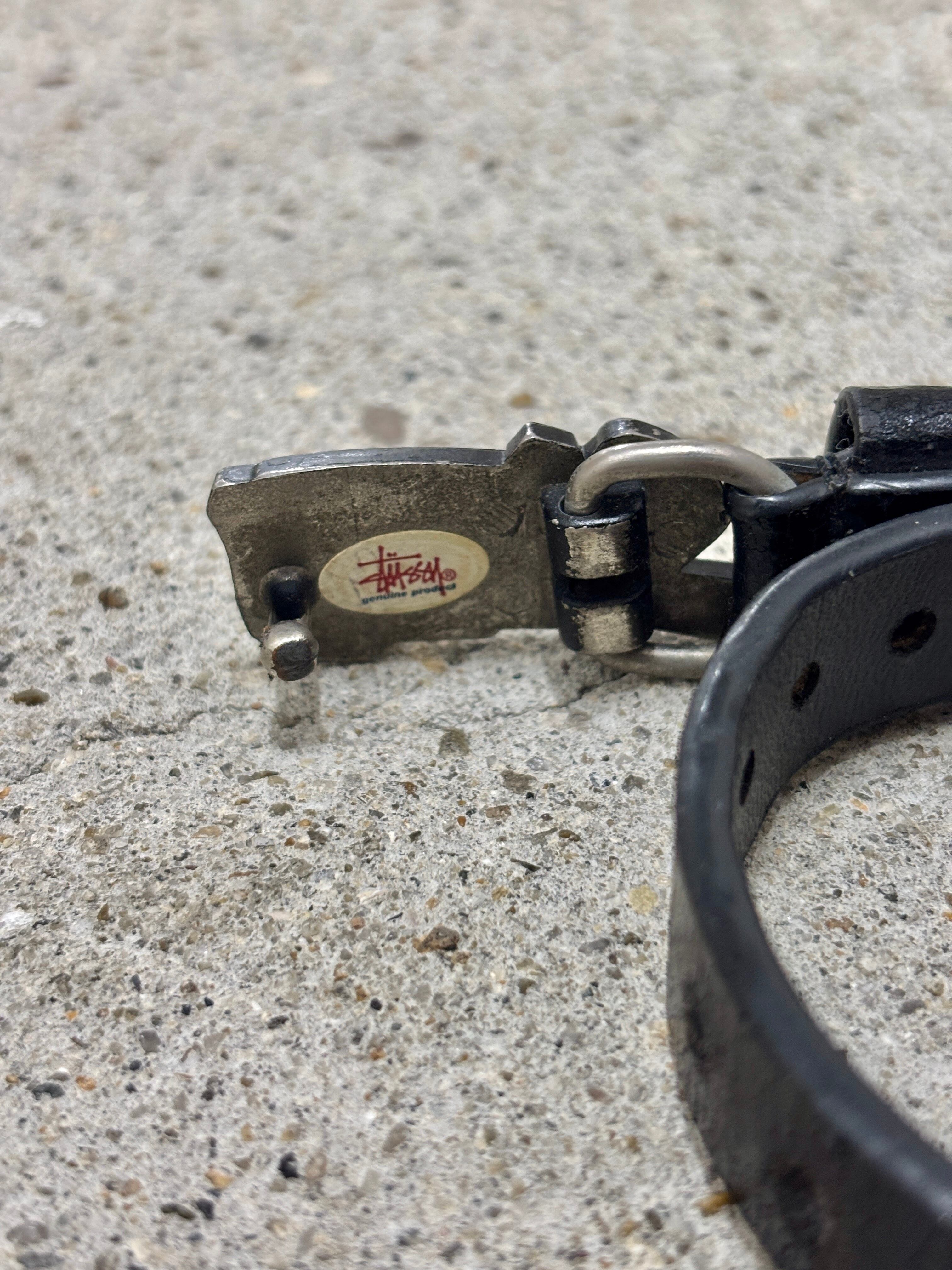 00s OLD STUSSY/Leather Bracelet/レザ－ブレスレット/ロゴバックル