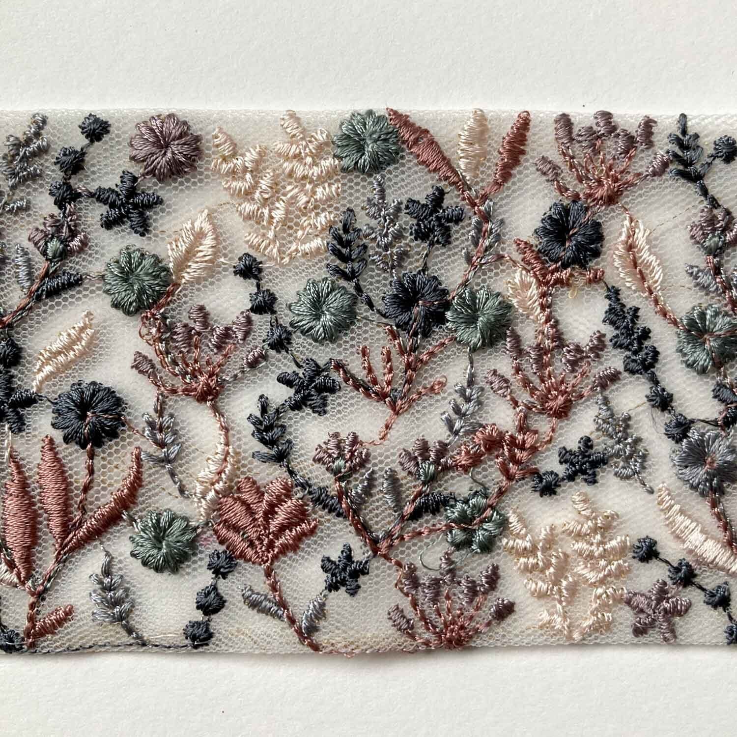新色追加〉草花模様の太幅インド刺繍レース（50cm〜） | Dua