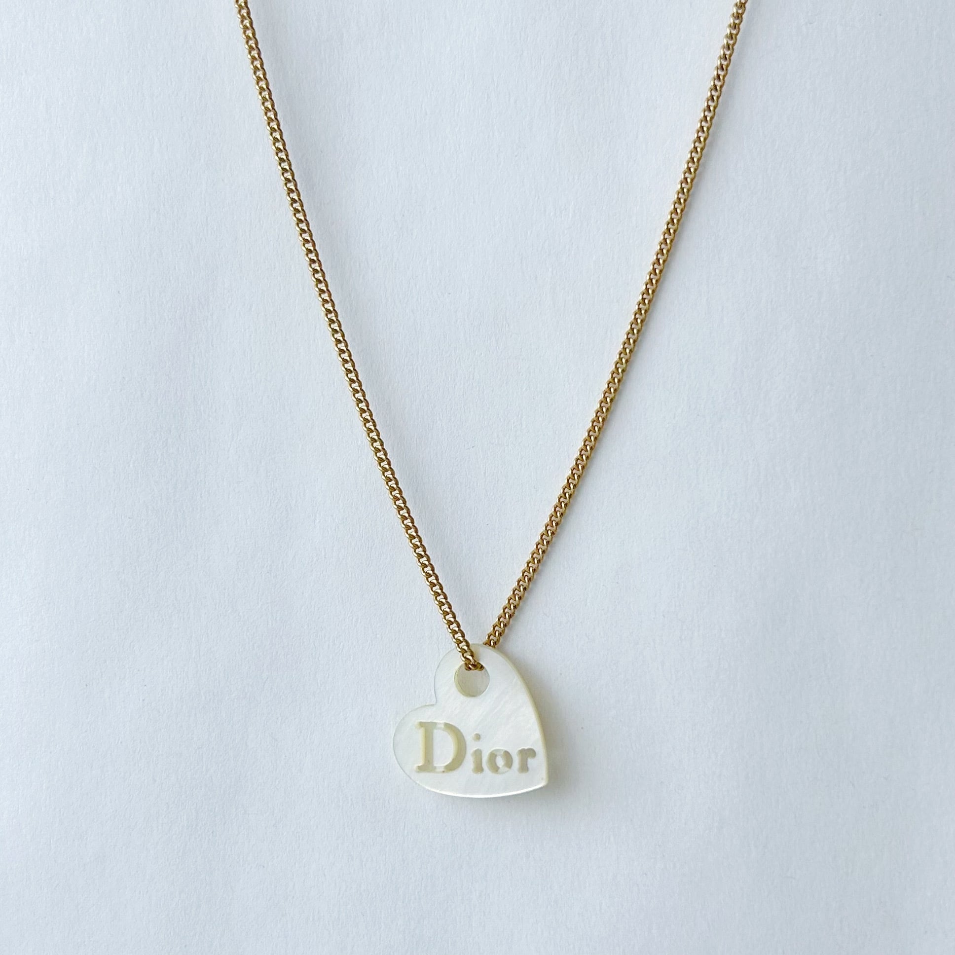 N5326】Christian Dior shell logo heart necklace/クリスチャン