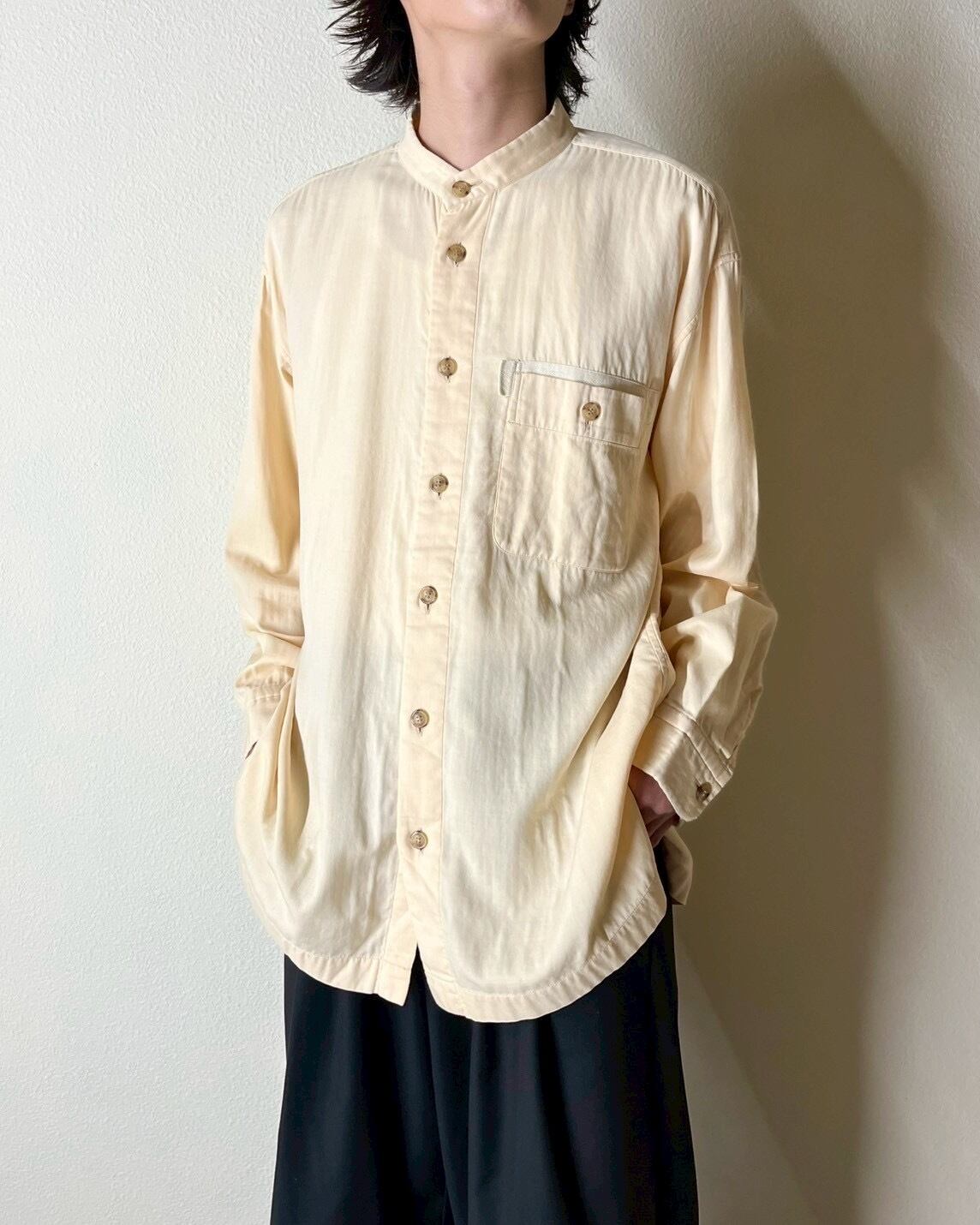 96SS ISSEY MIYAKE MEN No-Collar Cotton Gaze Shirt | VOLAR