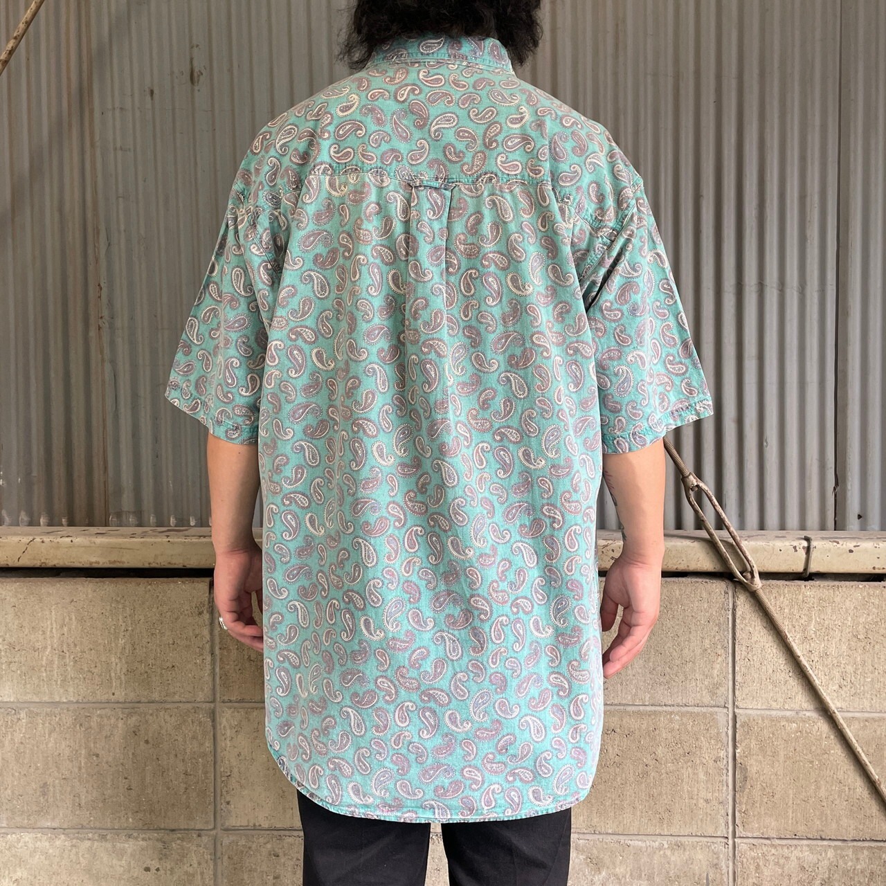 90年代 Eddie Bauer エディーバウアー 半袖 ボタンダウン ペイズリー柄 