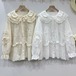 2色/Wレースカラー刺繍ブラウス ・12114