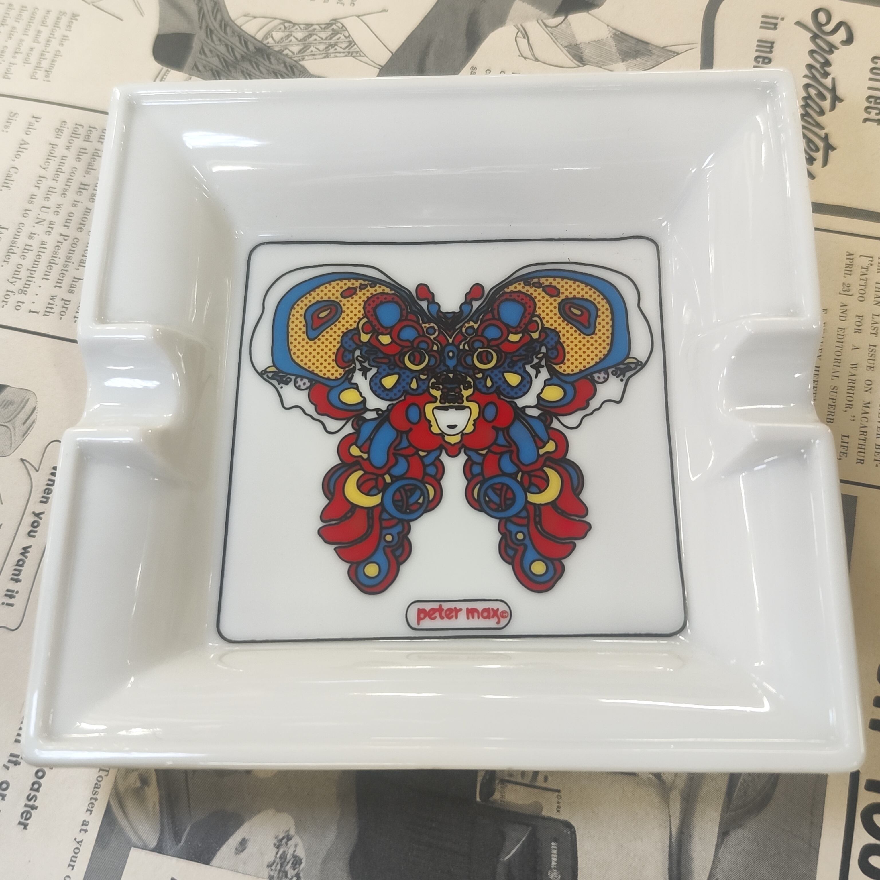 Peter Max 1990's Reproduct Butterfly Ashtray | keepleft