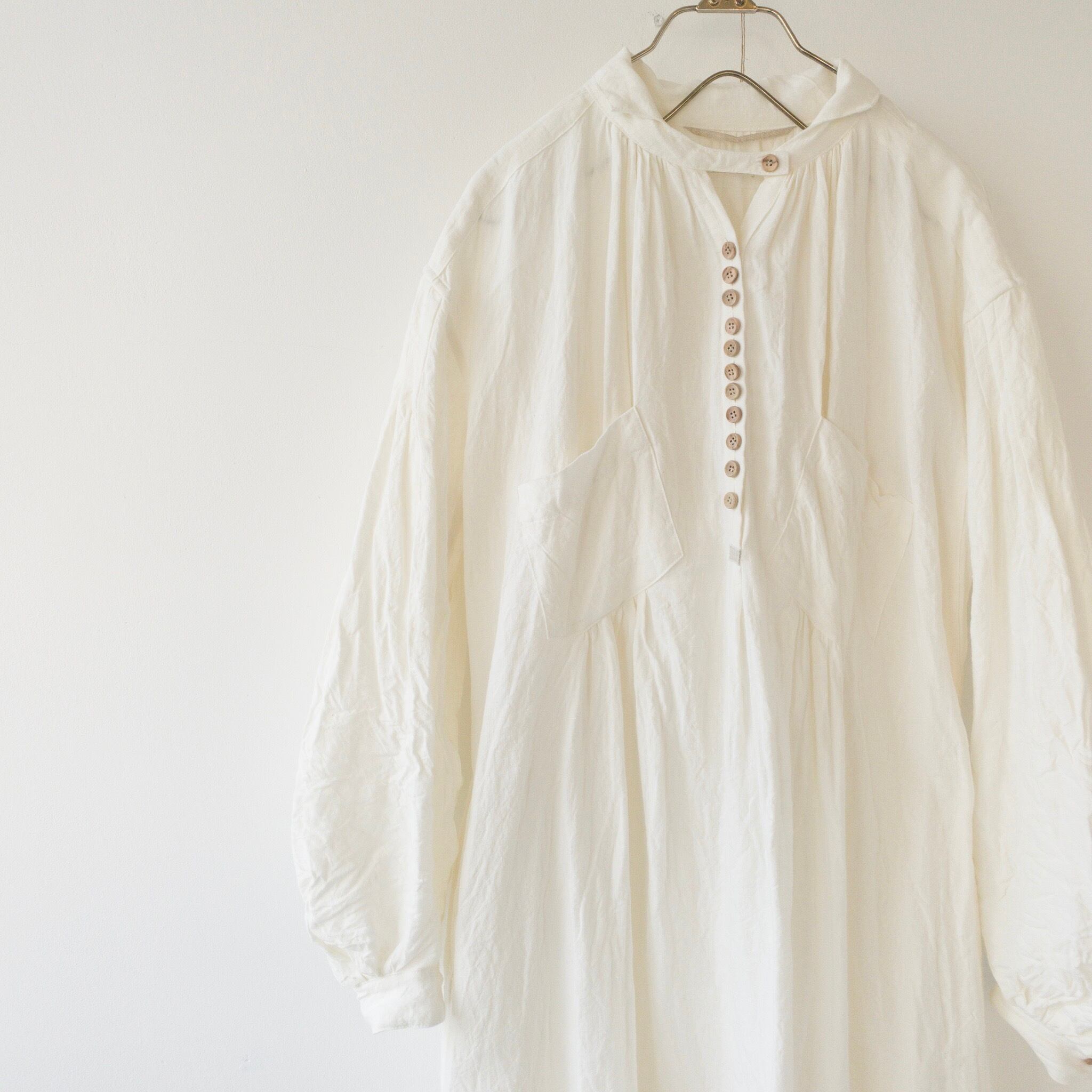 羊飼い リネンシャツワンピース col.Off white | リネン服とオーロラ