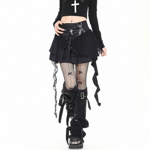 フロントウエストレースアップティアードプリーツスカート(lli_6225)