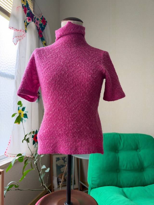 90s-00s USA Made Mohair Knit Short Sleeve Turtleneck