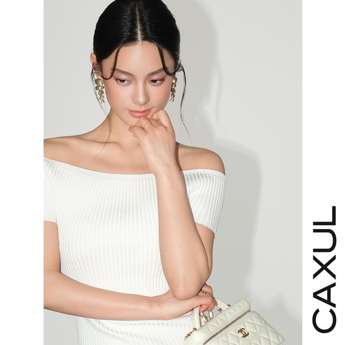 Off-Shoulder Rib Knit Top/2color
