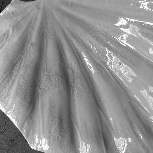 AS　前田麻美　灰青釉石蕗（つわ）六寸皿