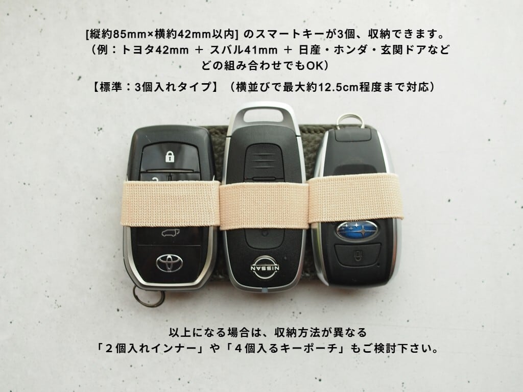 スマートキーが3個入るキーポーチ シュリンクレザーモデル』【送料込み