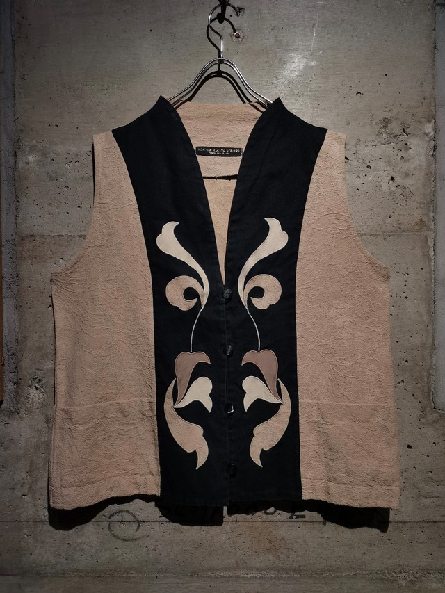 【Caka】Color Switching Flower Embroidery Design Loose Vest