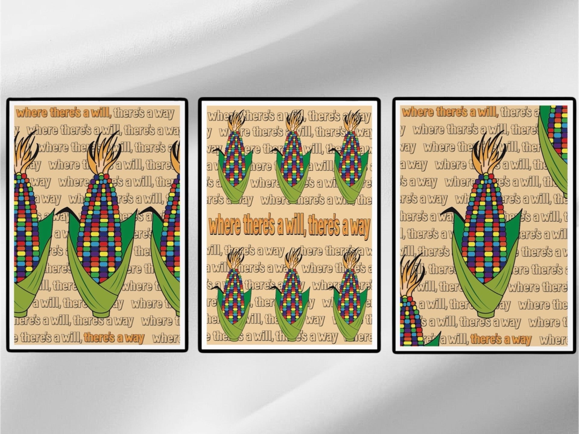 DHD(M)012【フレーム付きインテリアポスターA3　とうもろこしⅡ】