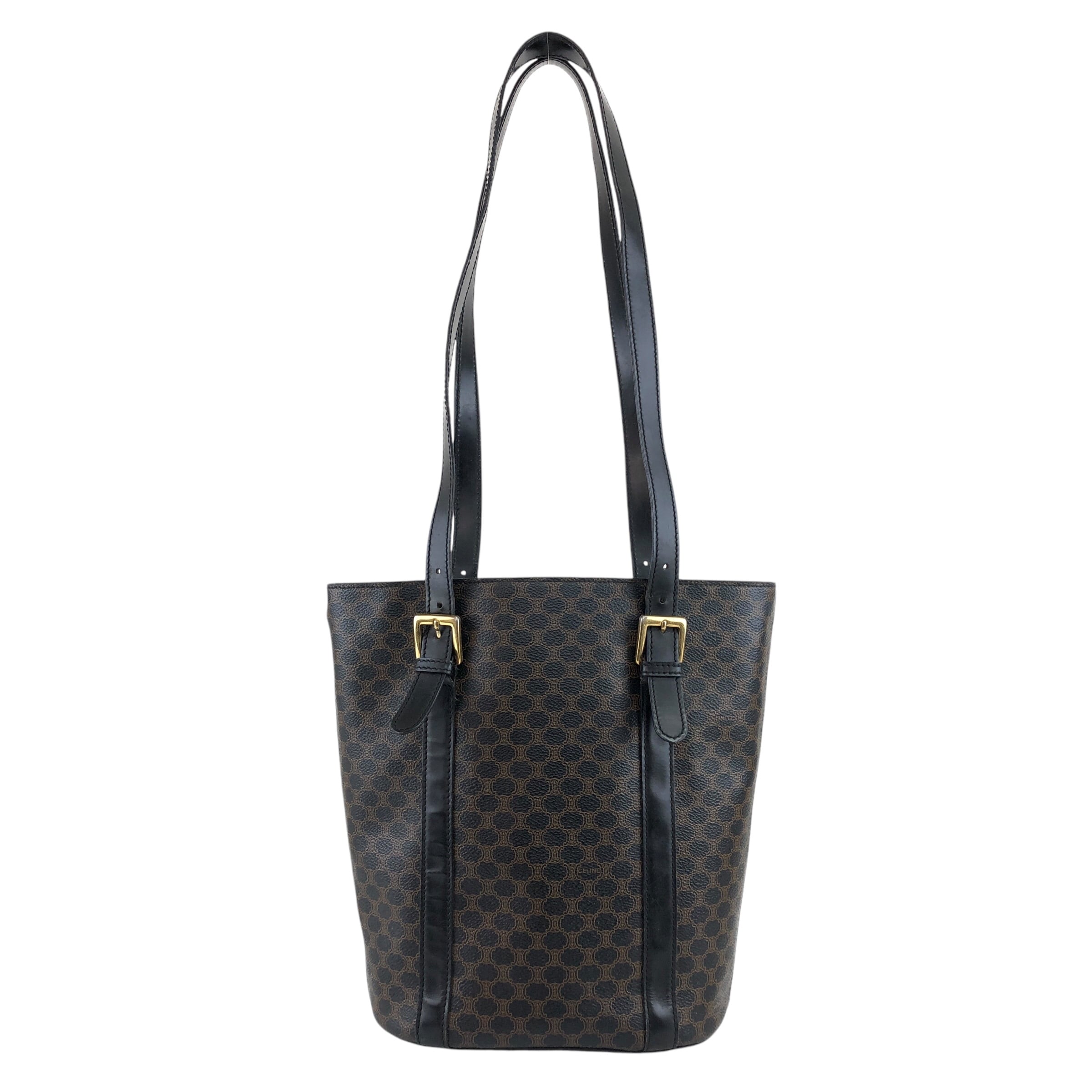 CELINE セリーヌ マカダム トートバッグ ブラック PVC レザー vintage