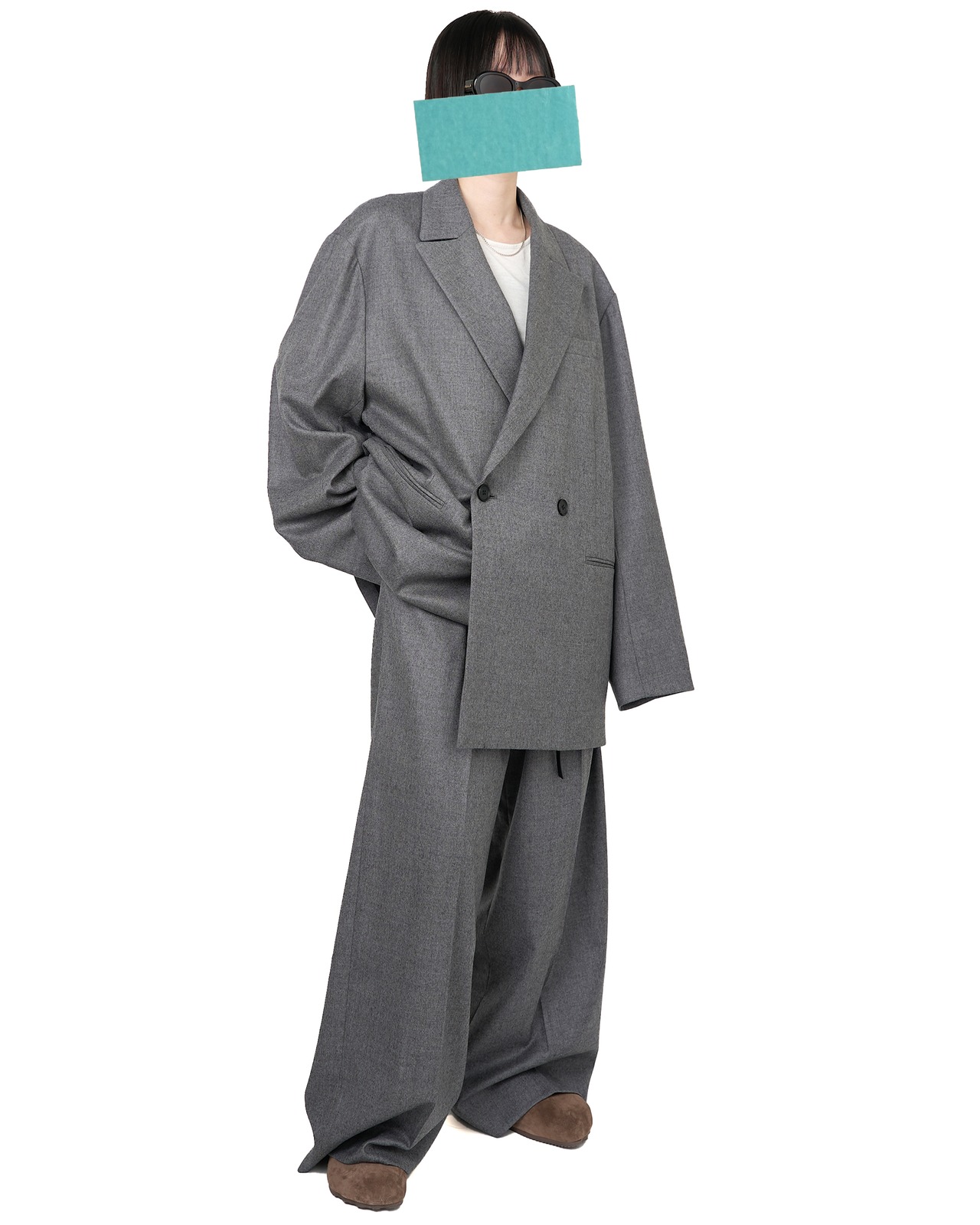 ssstein "WOOL FLANNEL OVERSIZED PEAK LAPEL JACKET〔GREY〕"