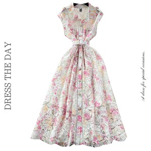 総レースウエストマークフラワードレス3色展開 D0119