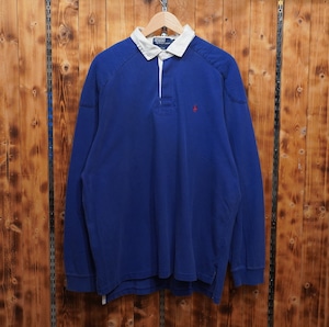 ralphlauren 長袖 ラガーシャツ L/ラルフローレン ブルー