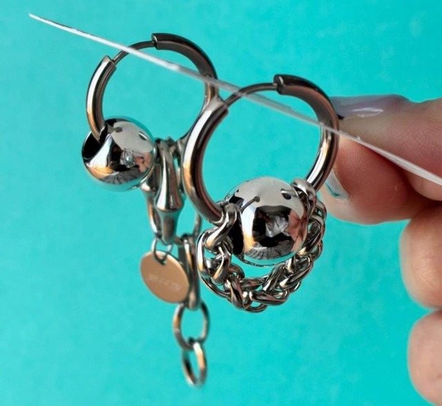 自分好みにカスタム♪ ステンレスフープチェーンピアス［JGL-082］