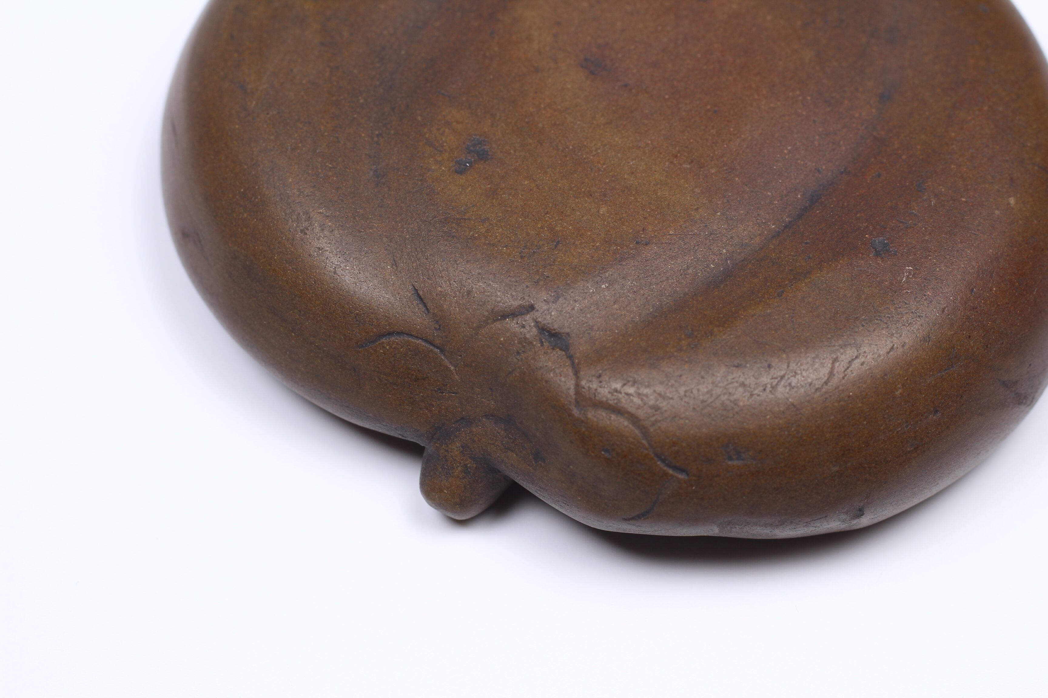 硯 清時代 鱔魚黄澄泥硯 書道具