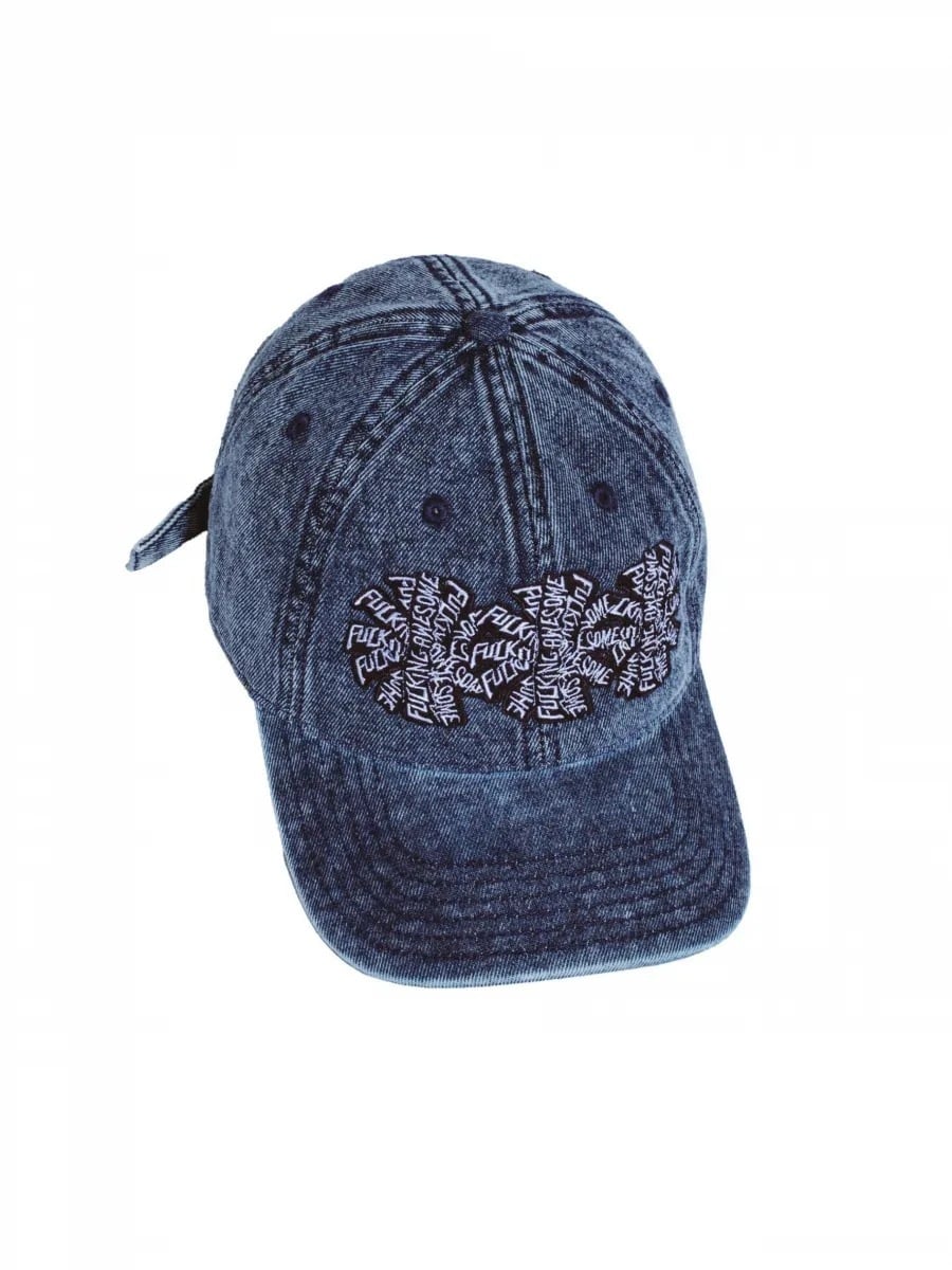 FUCKINGAWESOME / THREE SPIRAL WASHED DENIM 6-PANEL HAT / BLUE