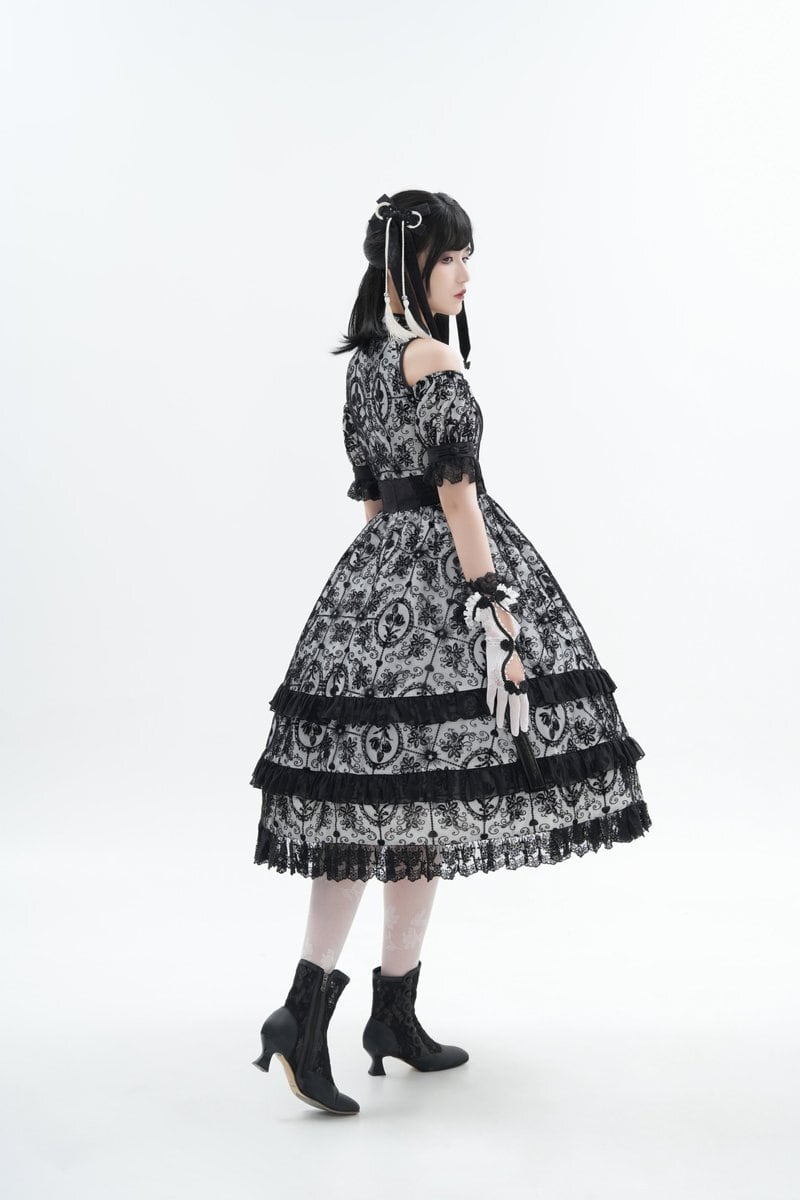 ダマスクチャーム オープンショルダーワンピース | HoshibakoWorks