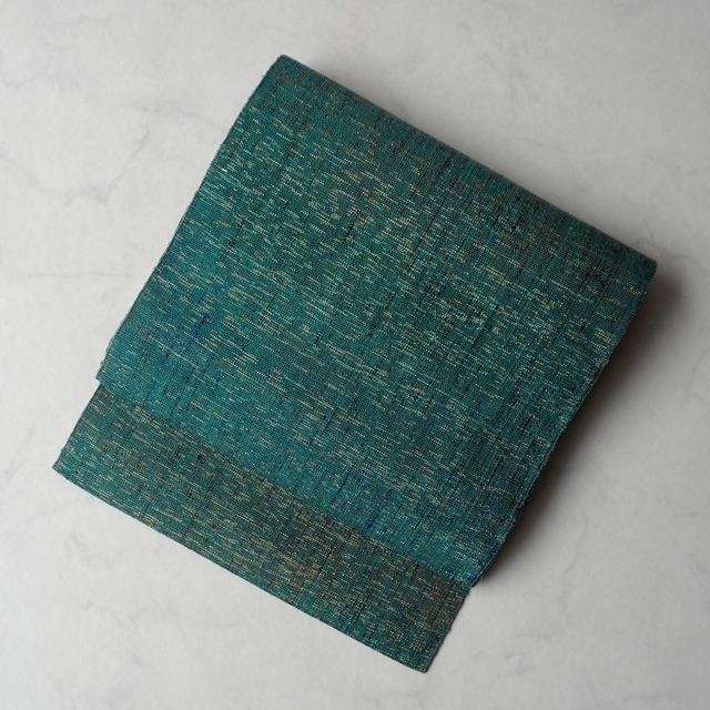 【なごや帯】西陣渡文　花緑青　八寸なごや帯