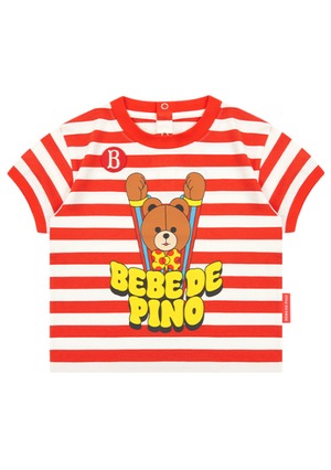 [BEBE DE PINO] Groovy bear baby stripe short sleeve tee 正規品 韓国ブランド 韓国ファッション 韓国代行 韓国通販 ベベドピノ bebedepino 日本 店舗 韓国 子供服