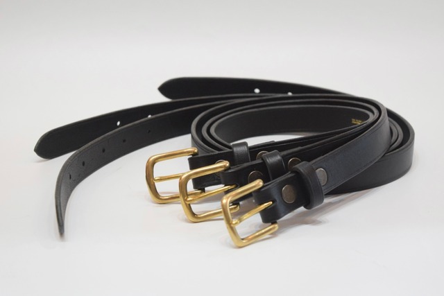 新品 m.s.coudre Leather belt "black" -W30,32,34,36 01518