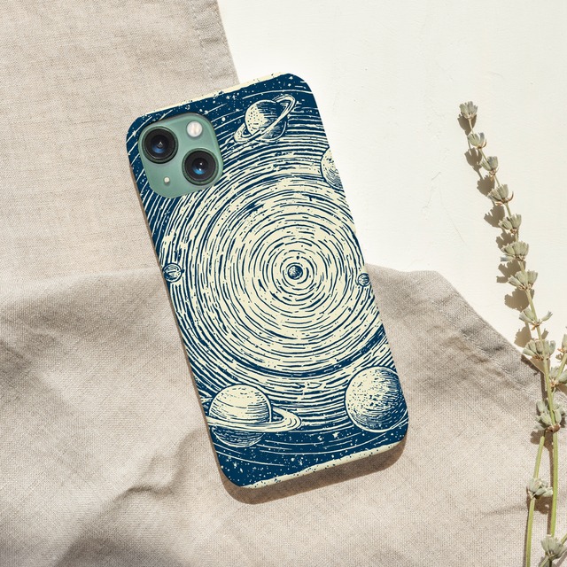 受注生産 iPhoneケース 渦巻き銀河のブルー宇宙柄｜ギャラクシー柄 RFSP038A