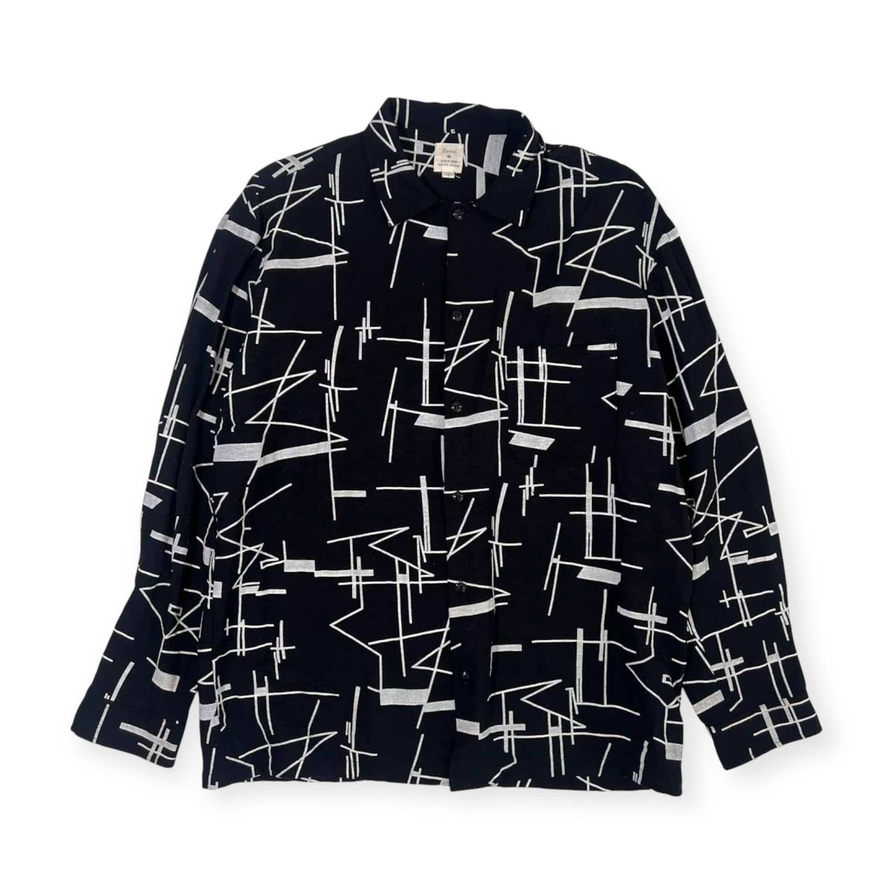 Revo. レヴォ 総柄 デザイン 長袖シャツ 1/黒 ブラック メンズ