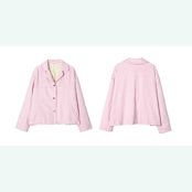 秋を染める桜ピンクチェックとカラフルボタンのジャケット 《i0778》