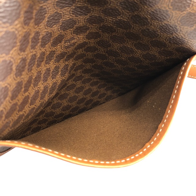 CELINE セリーヌ マカダム ブラゾン型押し レザー フロントバックル ショルダーバッグ ブラウン vintage ヴィンテージ オールド 5cve5n