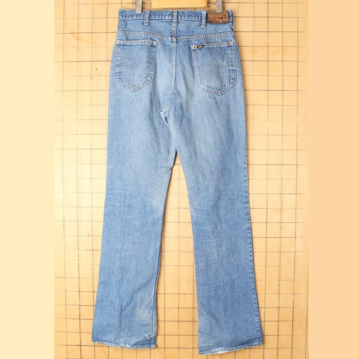 70s 80s USA製 Lee リー デニム フレア パンツ ブーツカット W31相当 ネイビー ブルー アメリカ古着　091022aw13